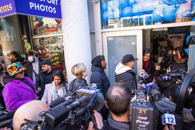 People wait in line to enter Smacked Dispensary NYC on January 24, 2023 in New York City.