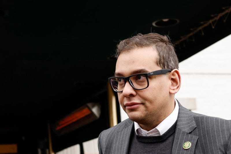 Rep. George Santos (R-NY) leaves a GOP caucus meeting on Capitol Hill on January 25, 2023 in Washington, DC.