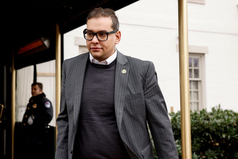Rep. George Santos (R-NY) leaves a GOP caucus meeting on Capitol Hill on January 25, 2023 in Washington, DC. Following the caucus meeting House Republican Leadership held a news conference at the RNC headquarters to discuss new committees for the 118th Congress including investigating the FBI and origins of Covid-19. (Photo by Anna Moneymaker/Getty Images)