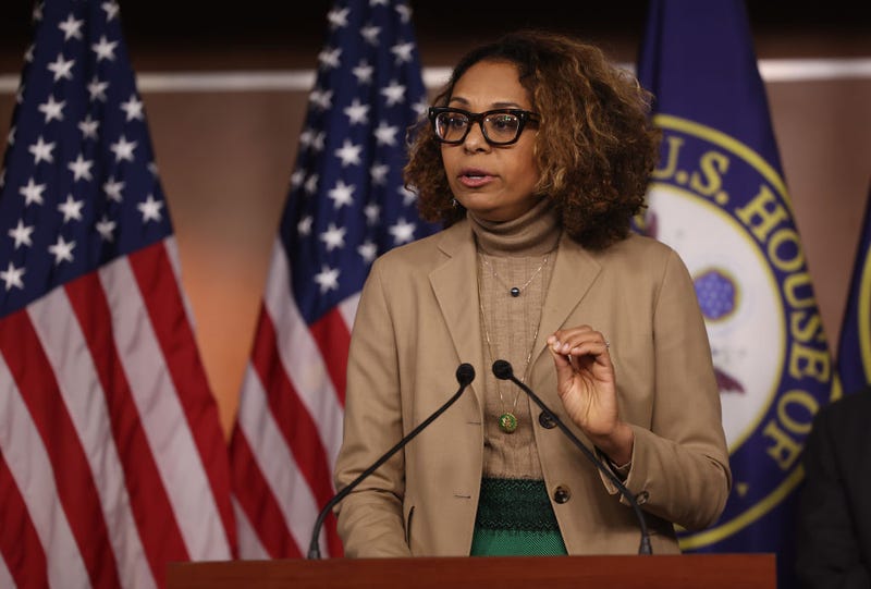 U.S. Rep. Sydney Kamlager-Dove (D-CA) speaks at a press conference following a House Democratic Caucus meeting at the U.S. Capitol Building on January 25, 2023 in Washington.