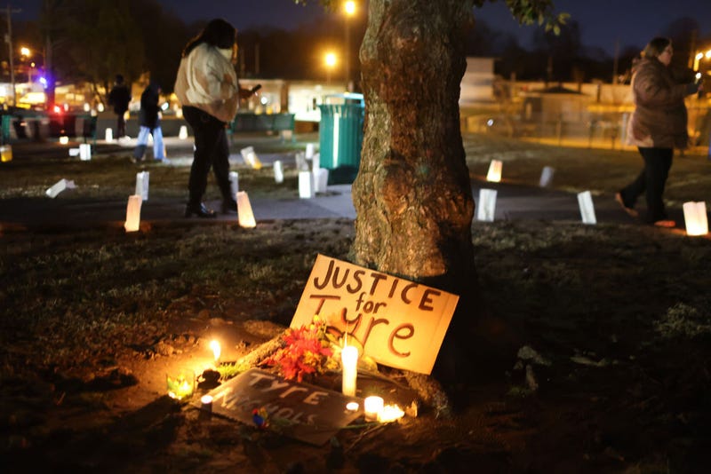 People attend a candlelight vigil in memory of Tyre Nichols at the Tobey Skate Park on January 26, 2023 in Memphis, Tennessee. 
