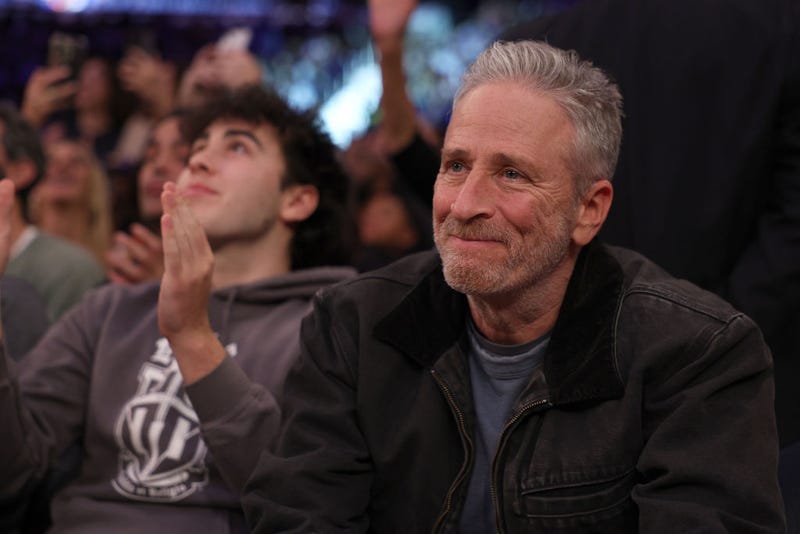 Jon Stewart attends the game between the New York Knicks and the Los Angeles Lakers at Madison Square Garden on January 31, 2023 in New York City. The Los Angeles Lakers defeated the New York Knicks 129-123 in overtime. 