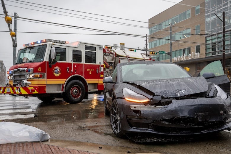 Tesla involved in a vehicle collision