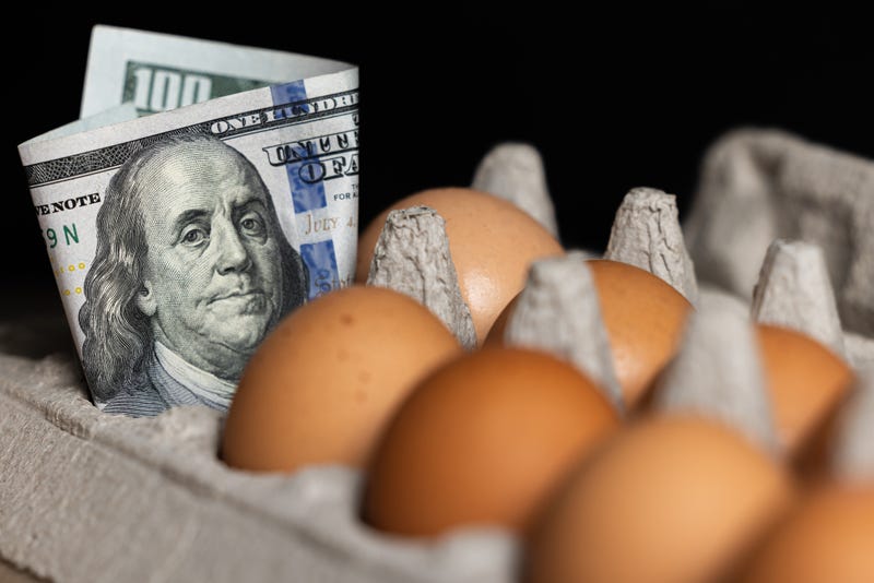 Eggs and a $100 bill. 