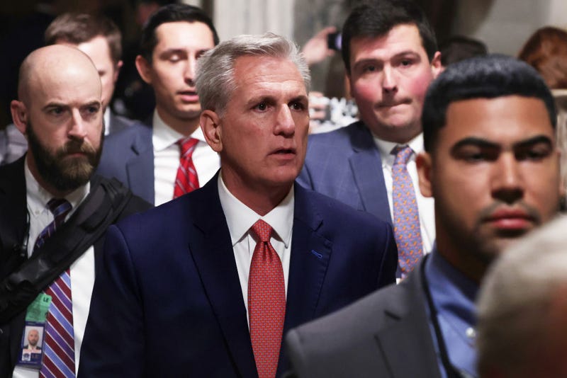 U.S. Speaker of the House Rep. Kevin McCarthy (R-CA) (C) on February 07, 2023 in Washington, DC.
