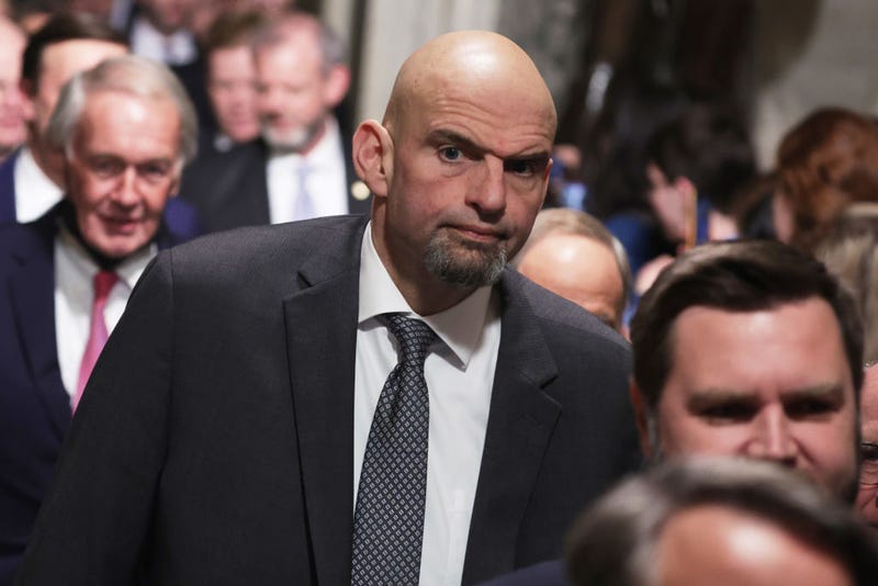 U.S. Sen. John Fetterman (D-PA) walks through the Statuary Hall of the U.S. Capitol prior to President Joe Biden’s State of the Union address