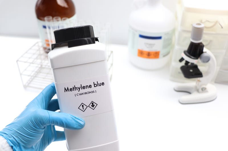 Methylene blue in bottle , chemical in the laboratory and industry, Chemical used in the analysis
