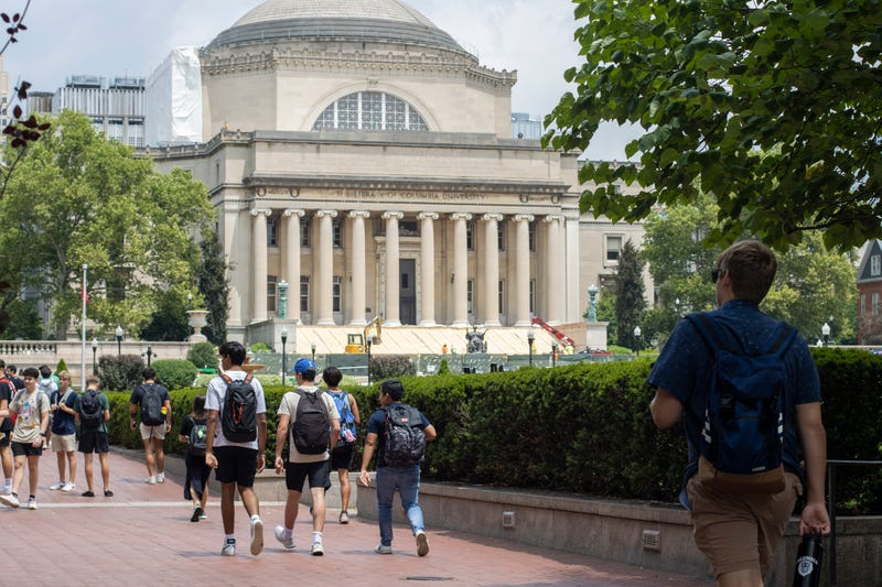 Students on the Columbia University campus in the Morningside Heights neighborhood on the Upper West Side of Manhattan, New York City.