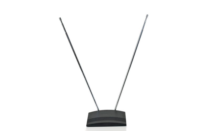 An old television rabbit ears antenna on a white background