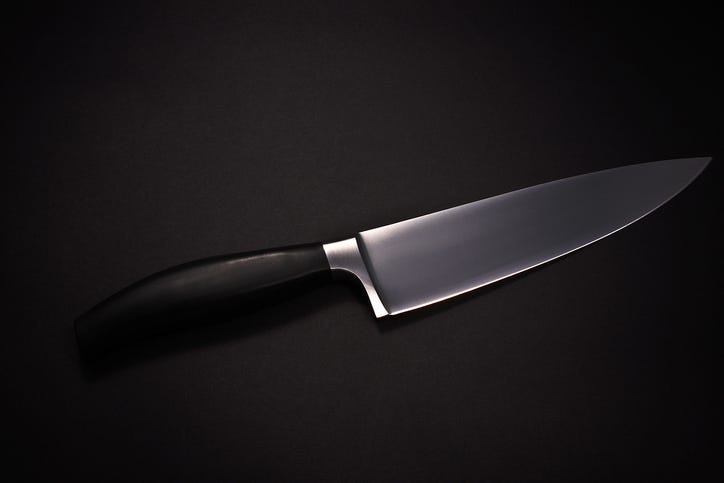 a stock image of a shiny kitchen knife