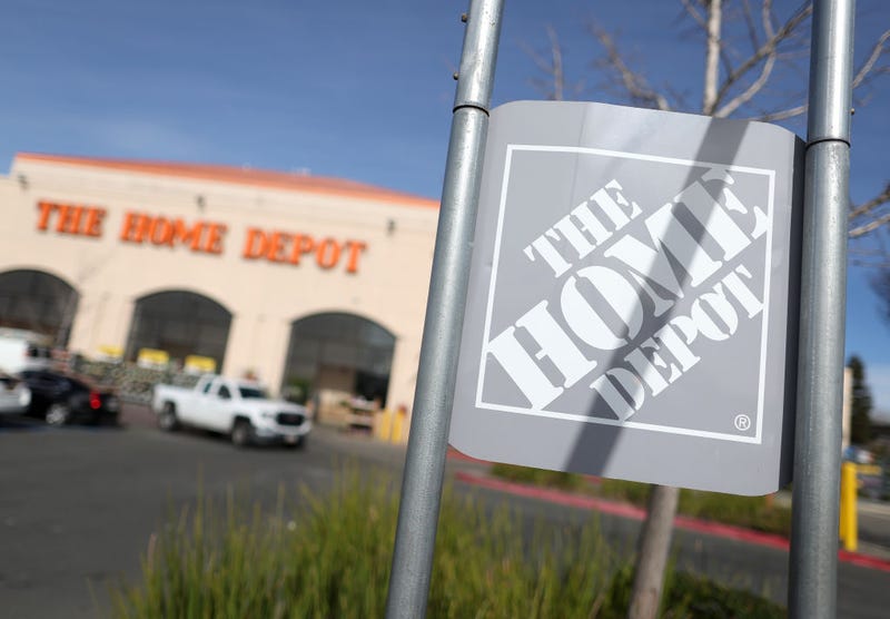 A sign is seen posted on the exterior of a Home Depot store on February 21, 2023 in El Cerrito, California. 