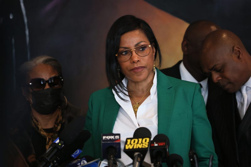 Ilyasah Shabazz, daughter of Malcolm X, speaks during a press conference at the Malcolm X & Dr. Betty Shabazz Memorial and Educational Center.