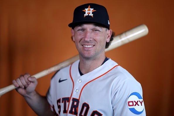 Alex Bregman models the Astros uniform sponsorship. 