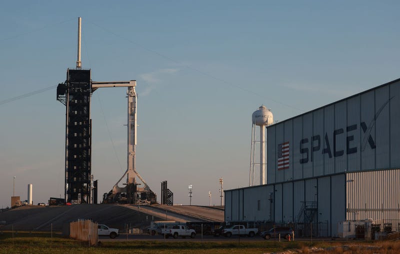 The SpaceX Falcon 9 rocket and Dragon spacecraft Endeavour sit on launch pad 39A at the Kennedy Space Center as it is prepared for launch on February 26, 2023 in Cape Canaveral, Florida. 