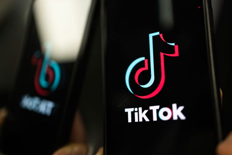In this photo illustration, a TikTok logo is displayed on an iPhone on February 28, 2023 in London, England. This week, the US government and European Union's parliament have announced bans on installing the popular social media app on staff devices. (Photo by Dan Kitwood/Getty Images)