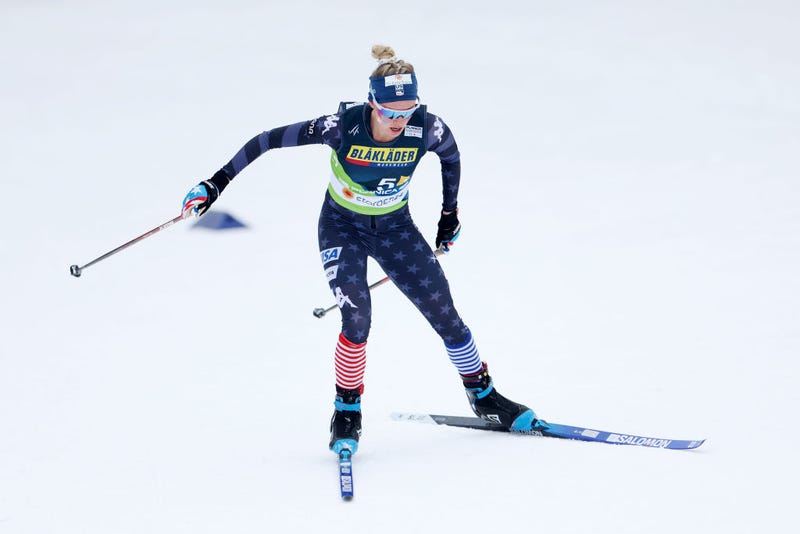 Jessie Diggins of Team United States competes during the Cross-Country Women's 4x5km Relay Classic/Free at the FIS Nordic World Ski Championships Planica on March 02, 2023 in Planica, Slovenia.