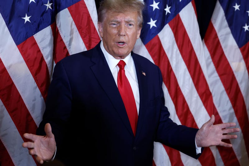 Former U.S. President Donald Trump speaks to reporters before his speech at the annual Conservative Political Action Conference (CPAC) at Gaylord National Resort & Convention Center on March 4, 2023 in National Harbor, Maryland. Trump took questions from reporters over a range of topics including on the progress of his campaign and his opinions on the war in Ukraine. Conservatives gathered at the four-day annual conference to discuss the agenda of the Republican Party. (Photo by Anna Moneymaker/Getty Images)