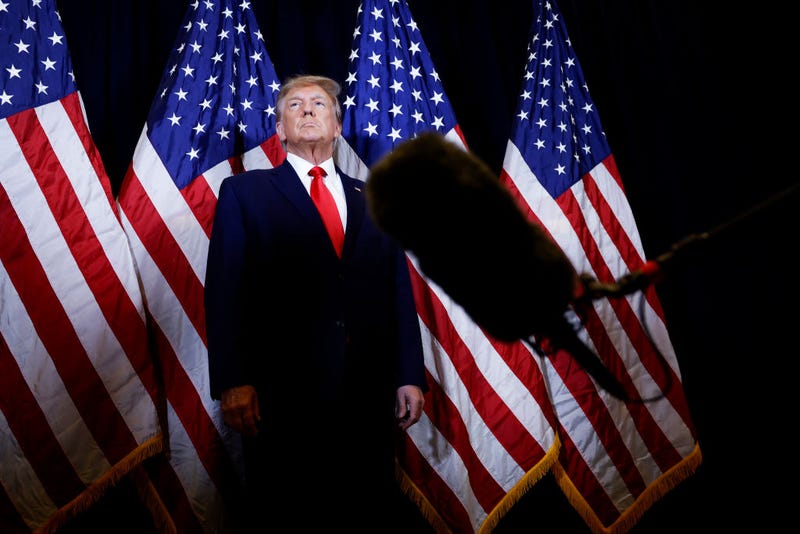 Former U.S. President Donald Trump speaks to reporters before his speech at the annual Conservative Political Action Conference (CPAC) at Gaylord National Resort & Convention Center on March 4, 2023 in National Harbor, Maryland.