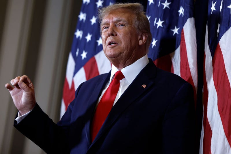  Former U.S. President Donald Trump speaks to reporters before his speech at the annual Conservative Political Action Conference (CPAC) at Gaylord National Resort & Convention Center on March 4, 2023 in National Harbor, Maryland. Trump took questions from reporters over a range of topics including on the progress of his campaign and his opinions on the war in Ukraine. Conservatives gathered at the four-day annual conference to discuss the agenda of the Republican Party. (Photo by Anna Moneymaker/Getty Images)