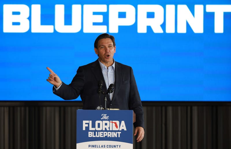 Florida Gov. Ron DeSantis speaks during an event on March 08, 2023 in Pinellas Park, Florida. 