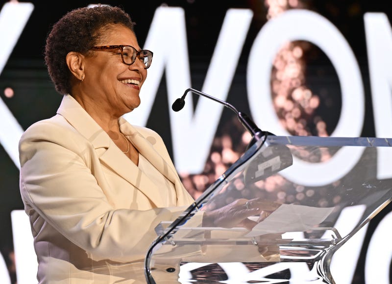 karen bass speaks onstage