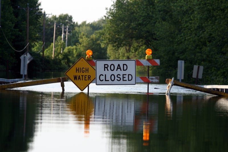 A road closed due to flooding