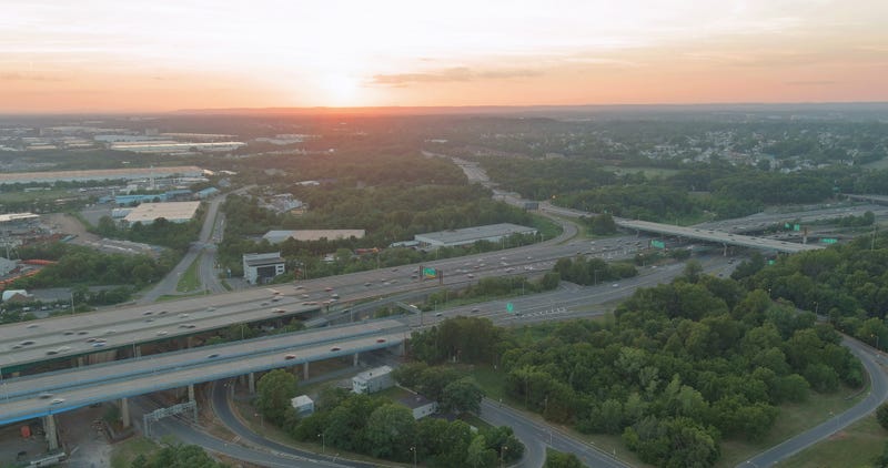 Bridge over Raritan River crossing Garden State Parkway and 9th state road connecting Sayreville and Woodbridge, New Jersey.