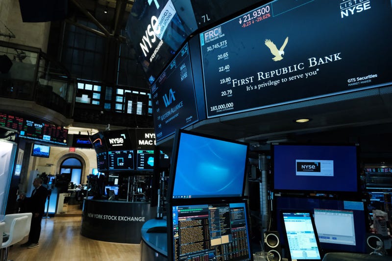 First Republic Bank logo on NYSE screen