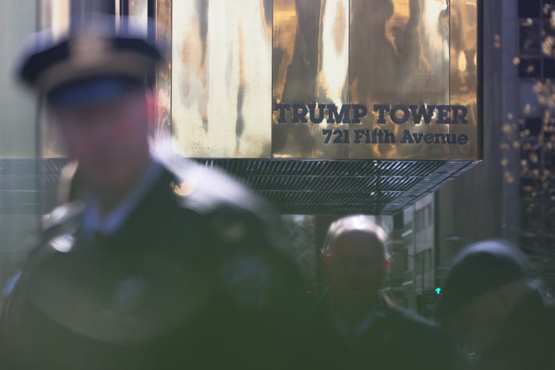An NYPD officer stands guard near Trump Tower on March 21, 2023