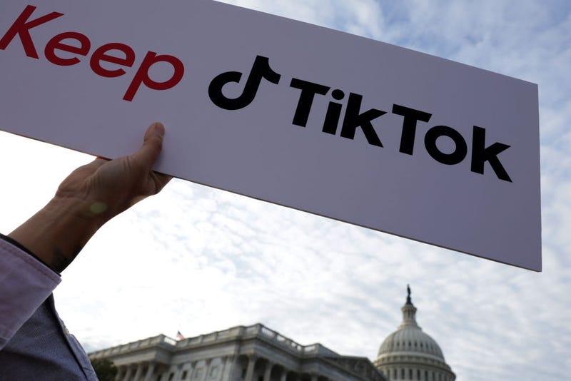 A supporter holds up a sign that read "Keep TikTok" during a news conference on TikTok in front of the U.S. Capitol on March 22, 2023 in Washington, DC. 