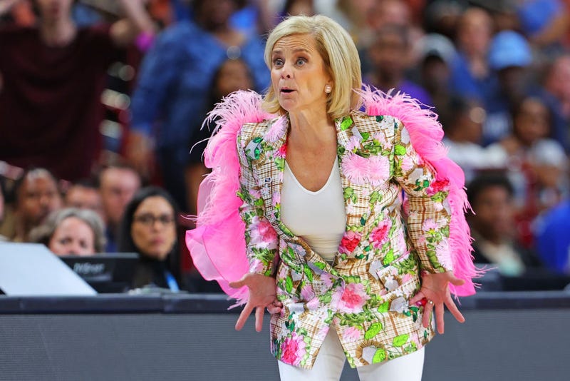 Head coach Kim Mulkey of the LSU Lady Tigers reacts during the first half against the Utah Utes in the Sweet 16 round of the NCAA Women's Basketball Tournament at Bon Secours Wellness Arena on March 24, 2023 in Greenville, South Carolina. (Photo by Kevin C. Cox/Getty Images)