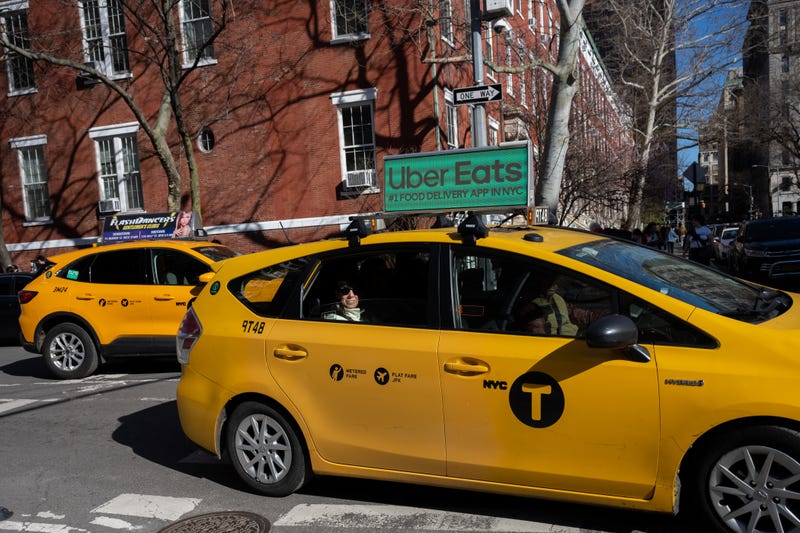 Yellow cabs near in Washington Square Park.