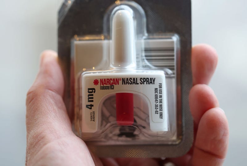 In this photo illustration, a package of Narcan (Naloxone HCI) nasal spray is displayed on March 29, 2023 in San Francisco, California. The FDA announced plans to make opioid reversal drug Narcan available for over-the-counter purchases as drug fatality rates continue to skyrocket across the United States. (Photo by Justin Sullivan/Getty Images)