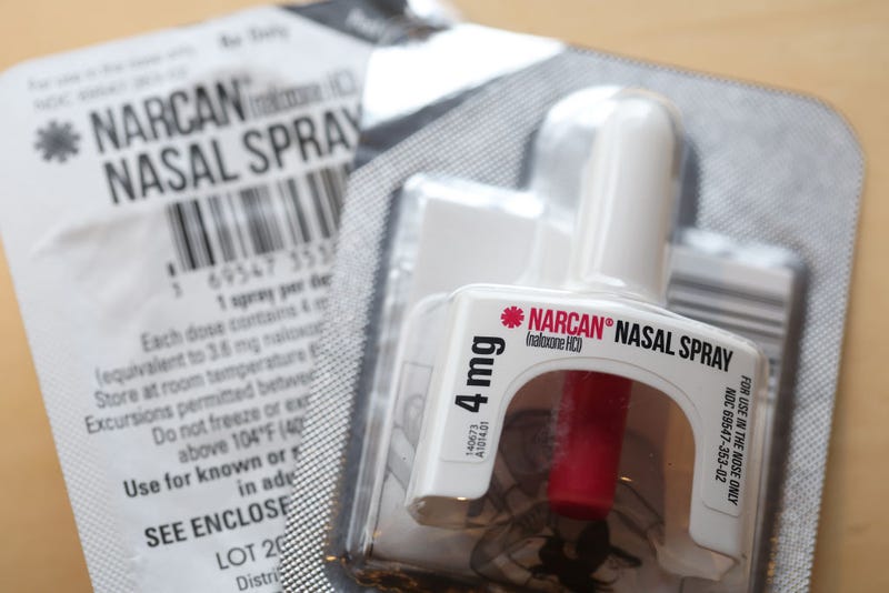 In this photo illustration, a package of Narcan (Naloxone HCI) nasal spray is displayed on March 29, 2023 in San Francisco, California.