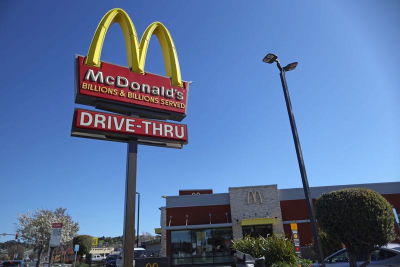 A sign is posted in front of a McDonald's restaurant on April 03, 2023 in San Pablo, California. 