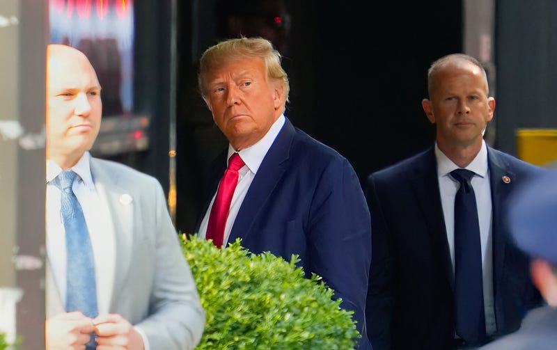 Former U.S. President Donald Trump arrives at Trump Tower on April 03, 2023 in New York City