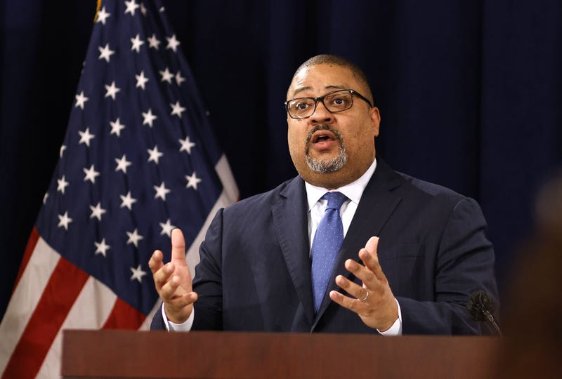 Manhattan District Attorney Alvin Bragg speaks during a press conference following the arraignment of former U.S. President Donald Trump April 4, 2023 in New York City. 