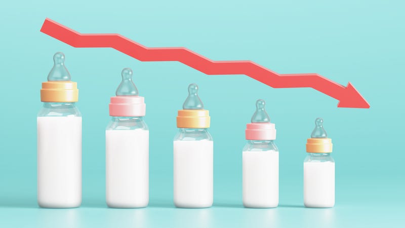 Graphic depicting falling fertility and birth rates.