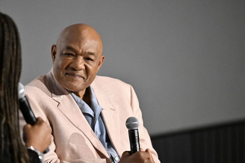 George Foreman speaks onstage during the Big George Foreman screening at Regal Atlantic Station on April 12, 2023 in Atlanta, Georgia. 