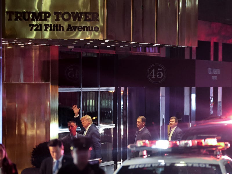Donald Trump arrives at Trump Tower in New York on April 12, 2023