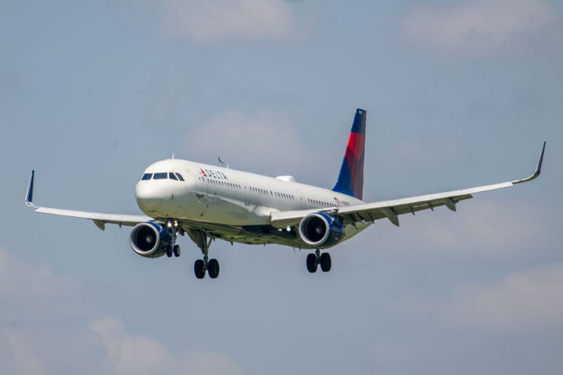 A Delta Air lines flight arrives at the Austin-Bergstrom International Airport on April 13, 2023 in Austin, Texas. 