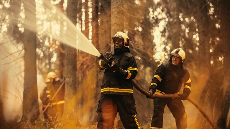 fire crews battle wildfire