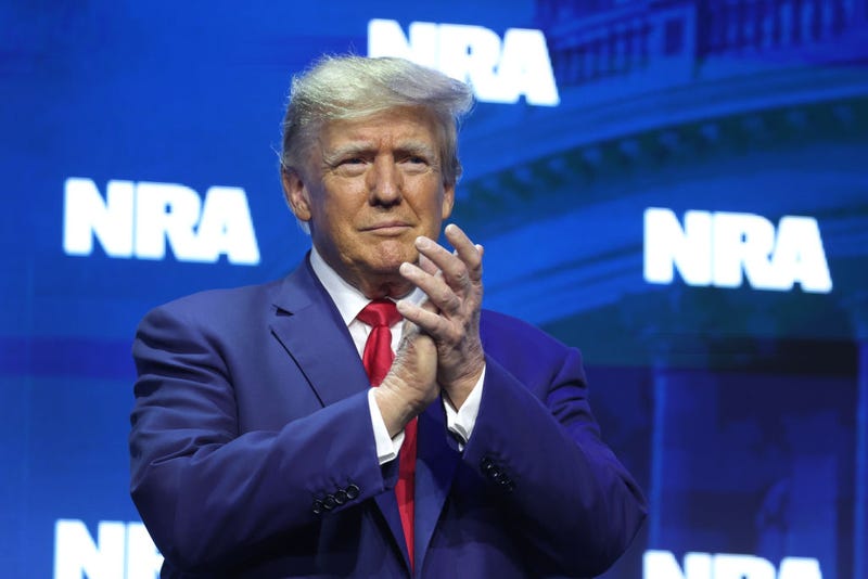 Former President Donald Trump speaks to guests at the 2023 NRA-ILA Leadership Forum on April 14, 2023 in Indianapolis, Indiana. 