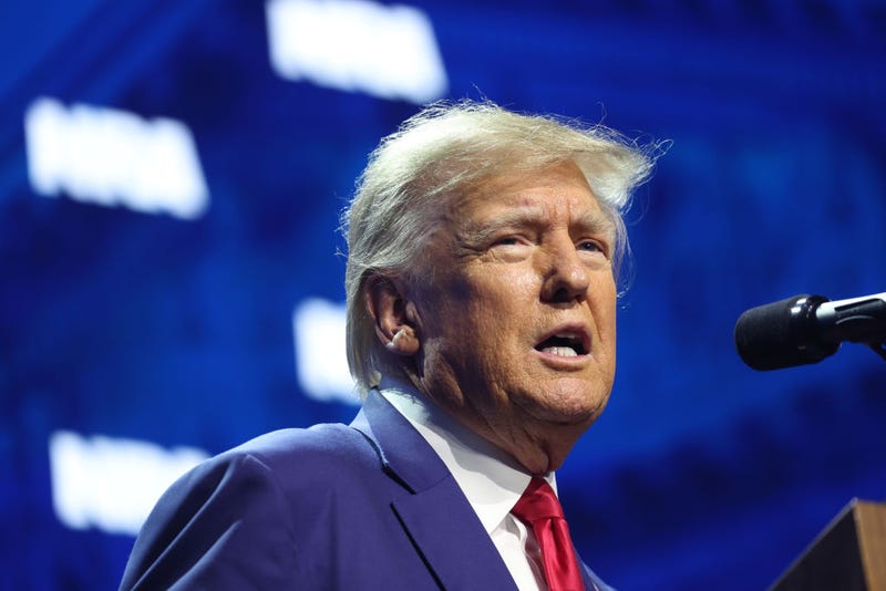 Former President Donald Trump speaks to guests at the 2023 NRA-ILA Leadership Forum on April 14, 2023 in Indianapolis, Indiana. The forum is part of the National Rifle Association’s Annual Meetings & Exhibits which begins today and runs through Sunday. (Photo by Scott Olson/Getty Images)