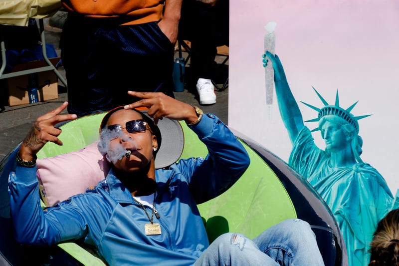 A cannabis consumer marks 4/20 this year in Washington Square Park