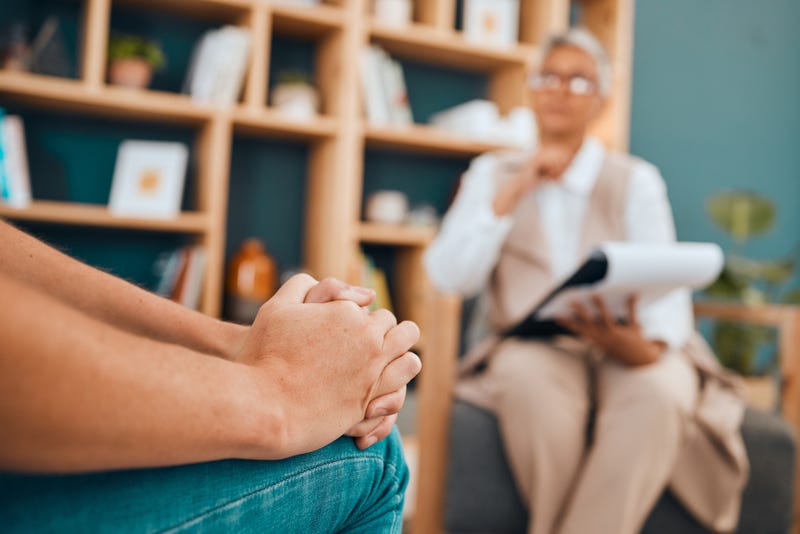 Person talking to a therapist. 