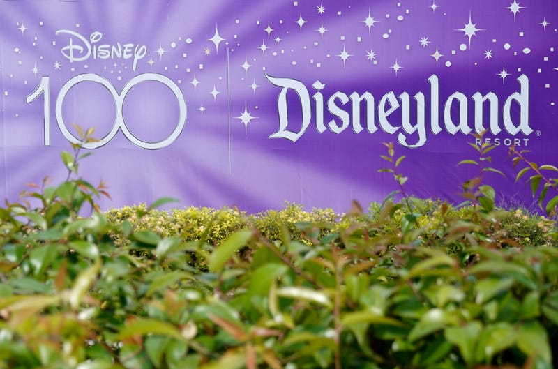 The Disneyland logo is displayed at Disneyland on April 24, 2023 in Anaheim, California. 