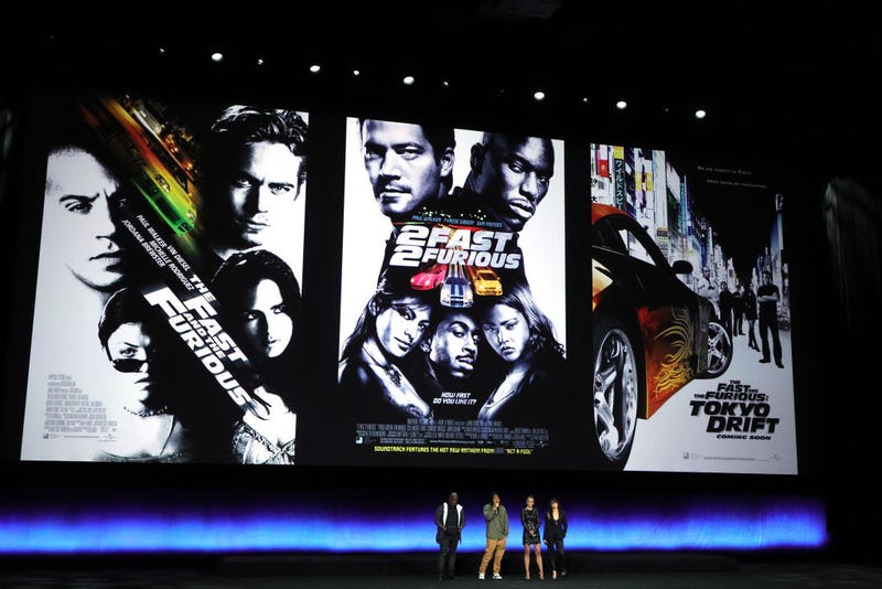(L-R) Tyrese Gibson, Sung Kang, Jordana Brewster and Michelle Rodriguez speak onstage to promote the upcoming film "Fast X" during the Universal Pictures and Focus Features presentation during CinemaCon, the official convention of the National Association of Theatre Owners, at The Colosseum at Caesars Palace on April 26, 2023 in Las Vegas, Nevada.