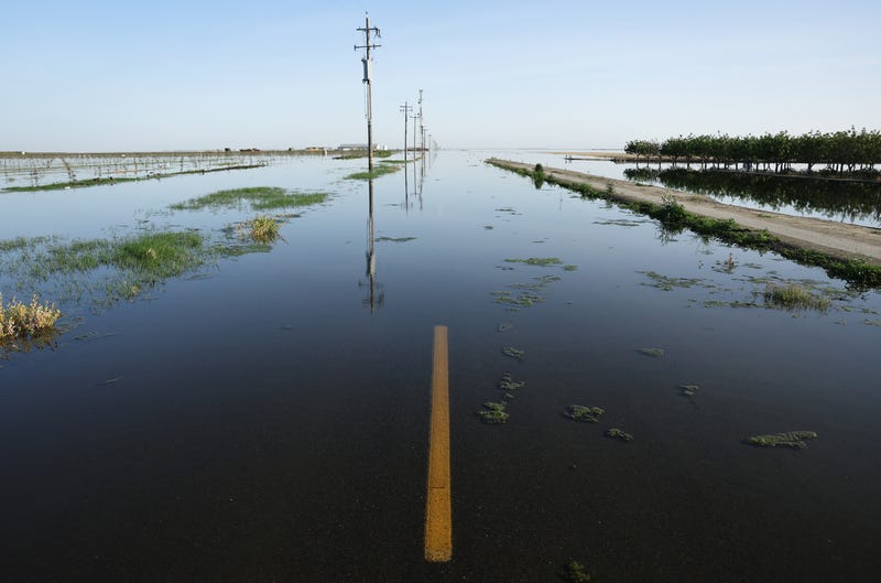 road covered in floodwaters