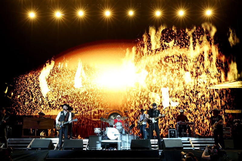 INDIO, CALIFORNIA - APRIL 30: (L-R) Kix Brooks and Ronnie Dunn of Brooks & Dunn perform onstage during Day 3 of the 2023 Stagecoach Festival on April 30, 2023 in Indio, California.
